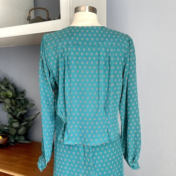 Vintage 80's Jeannene Booher for Maggy London Silk Skirt Blouse Suit Set - Picture 8 of 10